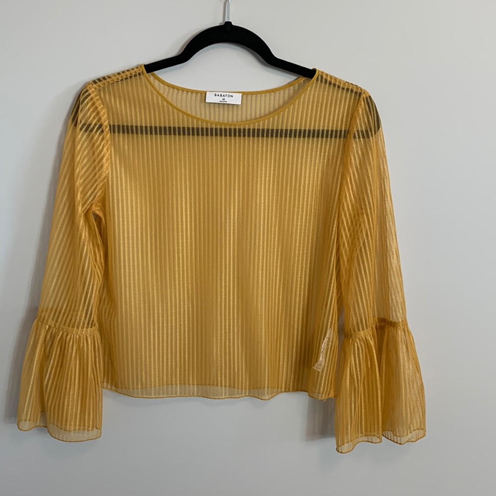 Aritzia Babaton Humbert Blouse Cairo Gold
